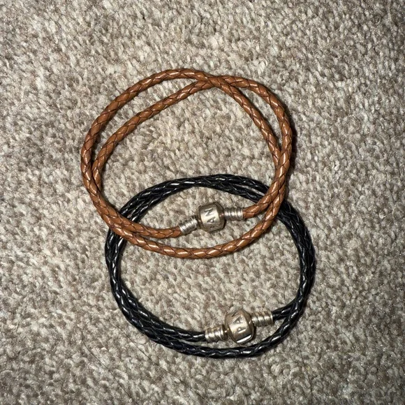Pandora Braided Leather Bracelets Set - Picture 2 of 3